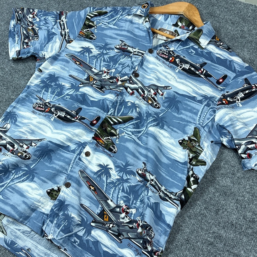 VTG Kalaheo Bomber Airplanes B17 Hawaiian Shirt Medium WWII USAAC
